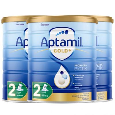 【3罐包邮价】Aptamil爱他美金装牛奶2段 二段900g...
