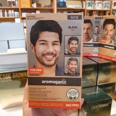 男士专用Aromaganic 纯天然植物染发膏 不含PPD黑...